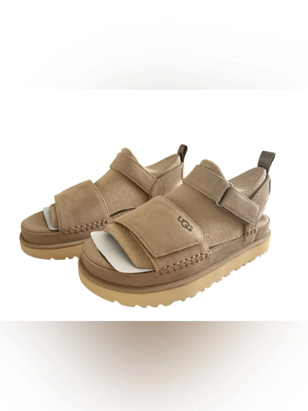 UGG Women's Goldenstar Flat Platform Lug-Sole Sandal in Sand - Picture 9 of 15